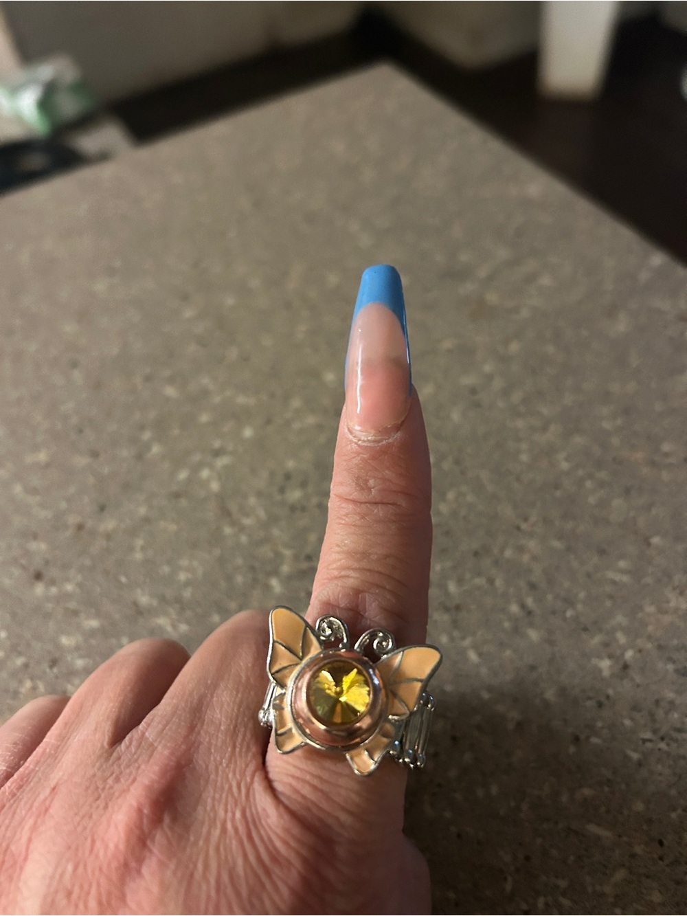 Butterfly Yellow Crystal Fashion Ring - Women Jewelry
